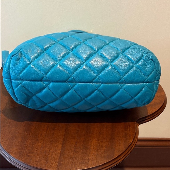 Kate Spade  satchel Crossbody bag Quilted leather Turquoise braided Chain Strap - Picture 12 of 16